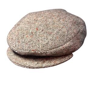 Vintage  Hats of Ireland Donegal Tweed Flat Cap Mens Brown Wool Newsboy Hat